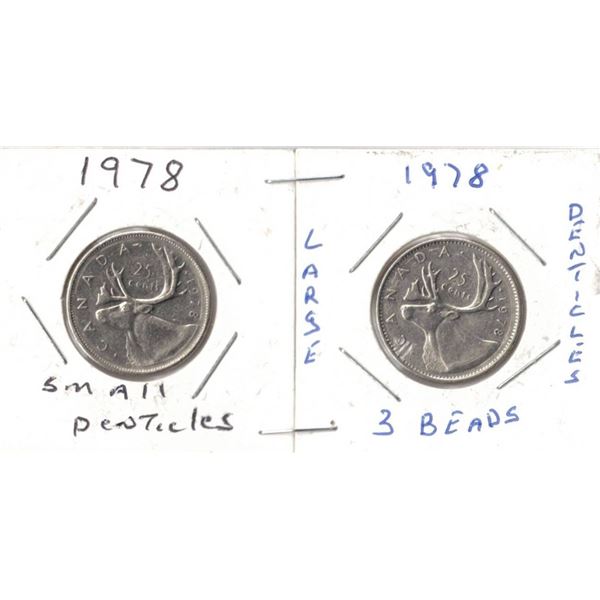 1978 Canadian Quarters,Large Denticles and Small Denticles