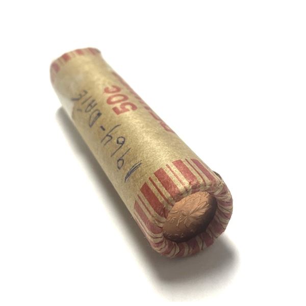 Roll of Canadian Small Cent Pennies 1964 - Date