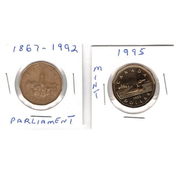 Two Loonies 1992 and 1995(UNC)
