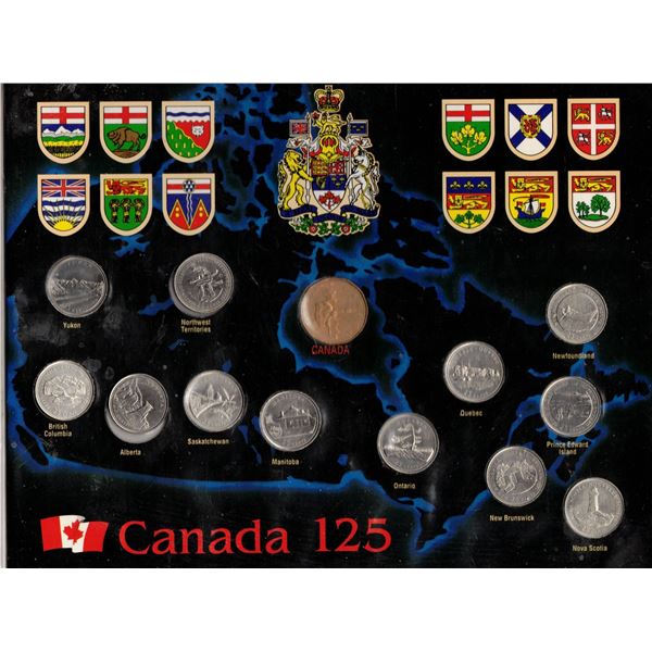 Canada 125 Coins in Cardboard