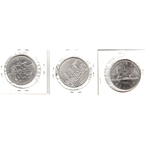 THREE Canadian Nickel Dollars