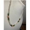 Image 4 : Vintage Mother Of pearl, Jade, Pink Coral Necklace 21” Long. Twist Clasp
