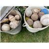 Image 2 : TWO Buckets of baseballs and TWO Wooden bats