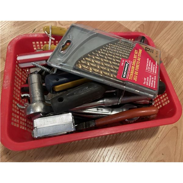 Basket of tools including Titanium Drill Bit Set