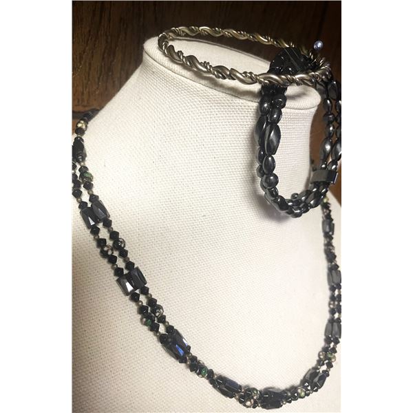 Magnetic necklace and bracelet,  with another bracelet