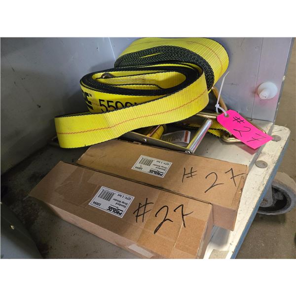 2 Large Ratchet Tie Downs & 2 Strap Winders