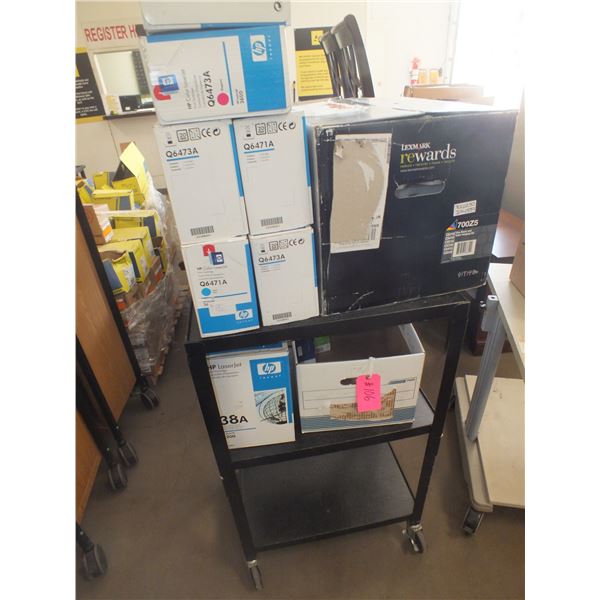 Toner Lot w/ Black Cart On Wheels