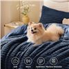 Image 8 : 1 Bedelite Navy Blue Queen Size Comforter Set - Fleece Queen Size Comforter w/ Pillowcases - New