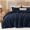 Image 9 : 1 Bedelite Navy Blue Queen Size Comforter Set - Fleece Queen Size Comforter w/ Pillowcases - New