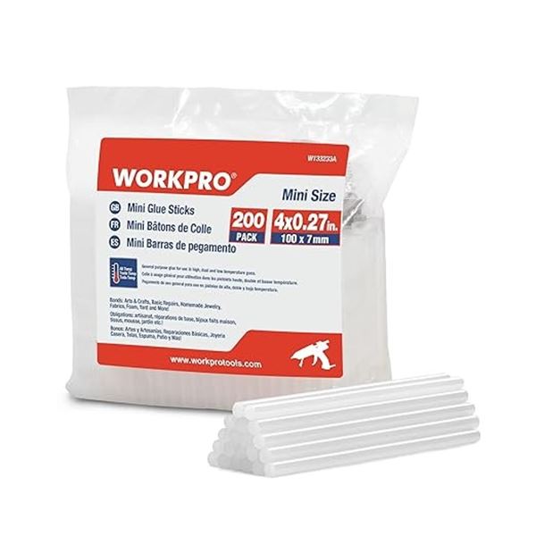 2 Packs of WorkPro Mini Glue Sticks for Glue Guns (200PCS Each) - 4in x 0.27in - New