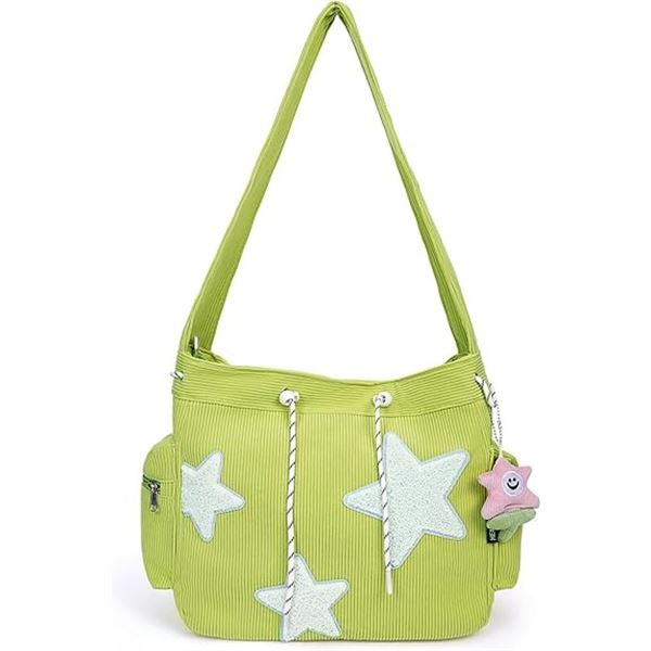 2 Women's Lime Green Corduroy Crossbody Bags/Purses - New