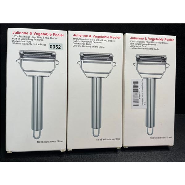 3 Stainless Steel Ultra Sharp Julienne & Vegetable Peelers - New