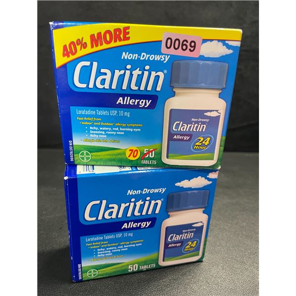 2 Boxes of Claritin Non-Drowsy Allergy Tablets - 50 Tablets Each - New (Exp: 10/2025)