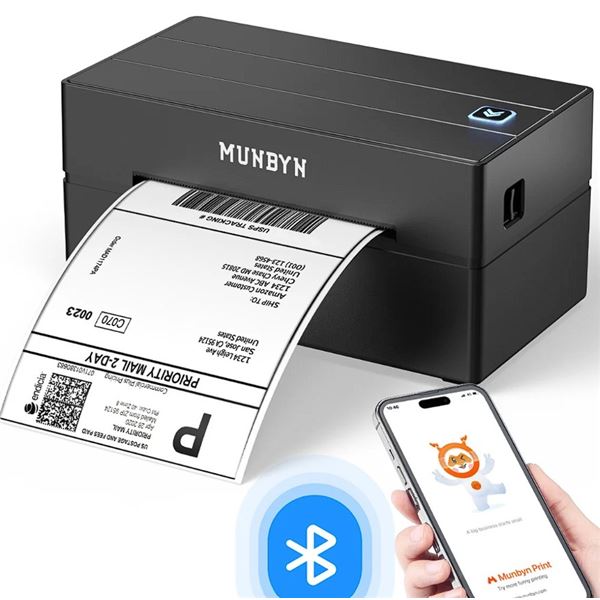 1 Munbyn Bluetooth Thermal Label Printer - New (Damaged Box - See Photos)