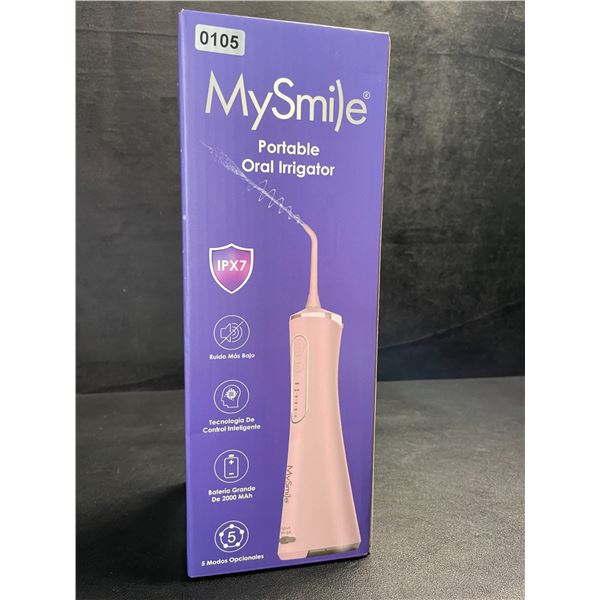 1 MySmile Portable Water Flosser/Oral Irrigator - Cordless/Rechargeable; Pink - New