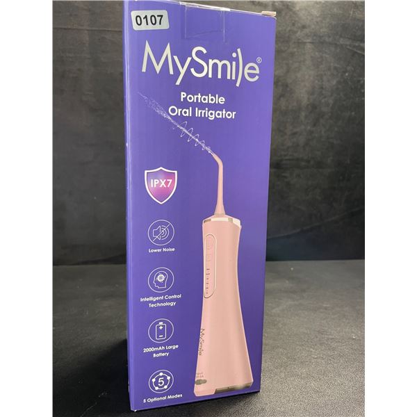 1 MySmile Portable Water Flosser/Oral Irrigator - Cordless/Rechargeable; Pink - New