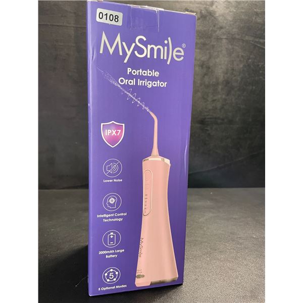1 MySmile Portable Water Flosser/Oral Irrigator - Cordless/Rechargeable; Pink - New