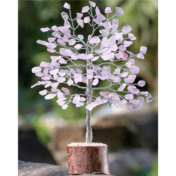 2 Crystal Healing Rose Quartz Tree of Life/Crystal Feng Shui Bonsai Decor Trees - New