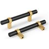 Image 1 : 1 GoldenWarm 10-Pack of Black/Gold Cabinet Drawer Pull Handles (5inch Hole Center) - New
