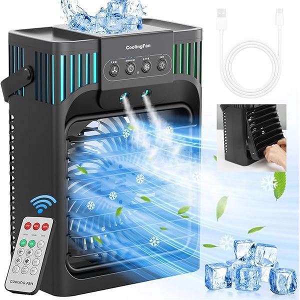 1 Cooling Fan with 7-Colour RGB Light; 3 Spray Modes & Remote Control - Brand New