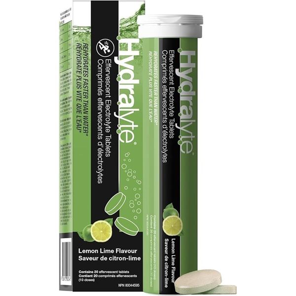 2 Boxes of Hydralyte Electrolyte Tablets; Lemon Lime Flavour - 20 Per Box - New