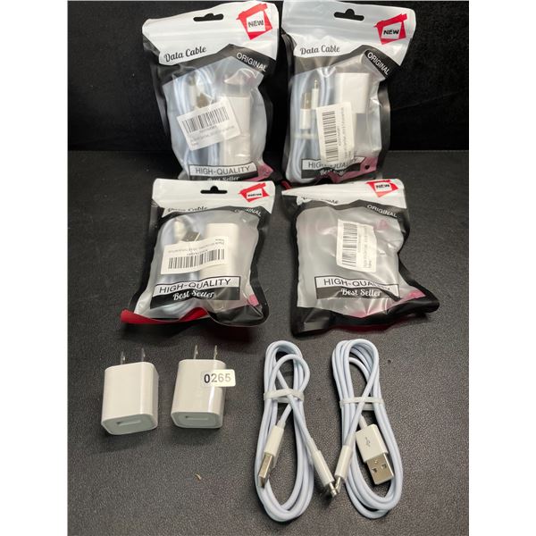 4 Packs of Lightning to USB Charging Cable Sets for Apple Devices (2x Cords/2x Blocks Per Pack) NEW