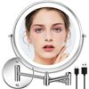 Image 1 : 1 Rechargeable 8" LED Lighted Wall Mounted Makeup Mirror; Dual Sided w/ 1X/10X Magnification - NEW