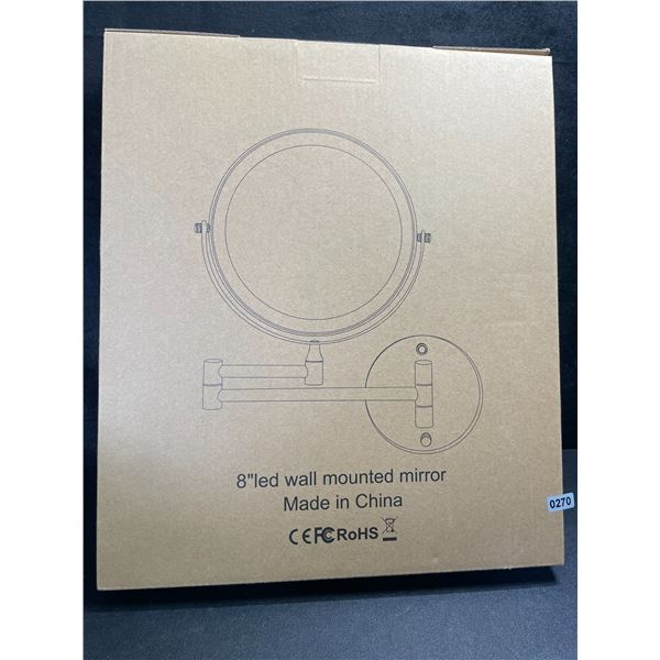 1 Rechargeable 8" LED Lighted Wall Mounted Makeup Mirror; Dual Sided w/ 1X/10X Magnification - NEW