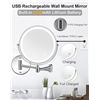 Image 4 : 1 Rechargeable 8" LED Lighted Wall Mounted Makeup Mirror; Dual Sided w/ 1X/10X Magnification - NEW