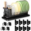 Image 1 : 2 Dish Drying Rack Sets with Drain Board for Kitchen Counter - Black (16" x 6.5" x 6.8") - New