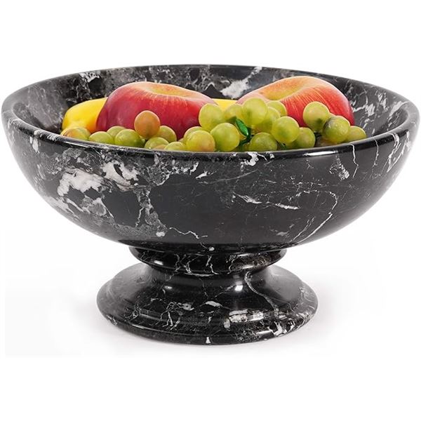 1 Radicaln Marble Fruit Bowl - 10in x 5in - Natural Black Marble Heavy/Large Fruit Bowl - New in Box