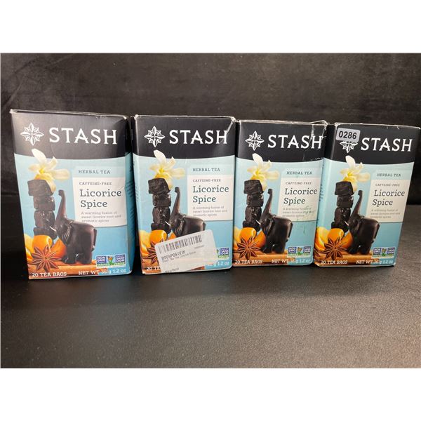 4 Boxes of Stash Herbal Tea - Licorice Spice - 20 Tea Bags Each - New (BB: AL 14/2026)