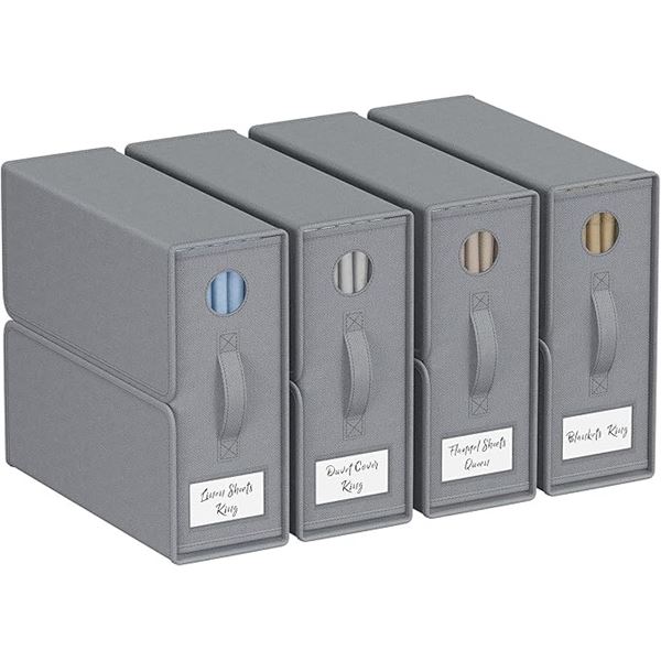 1 Collapsible Bed Sheet Organizer/Fabric Storage Bin Set for Organizing Bed Sheets - New