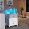 Image 2 : 1 Bed Nightstand with Charging Station & LED Light; 3-Drawer Nightstand - New in Box
