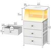 Image 3 : 1 Bed Nightstand with Charging Station & LED Light; 3-Drawer Nightstand - New in Box
