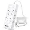 Image 1 : 1 Multi-Outlet Surge Protector Power Bar with USB - 16 Outlets, 4 USB Ports - 6FT Cord - New
