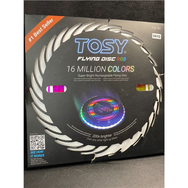 1 Tosy Flying RGB LED Light-Up Disc; Super Bright Rechargeable Flying Disc/Frisbee - New