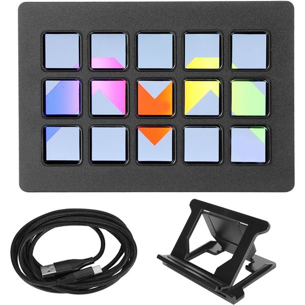 1 Customizable 15-Key Studio Controller/Keypad for Streaming; Wide Compatibility - New