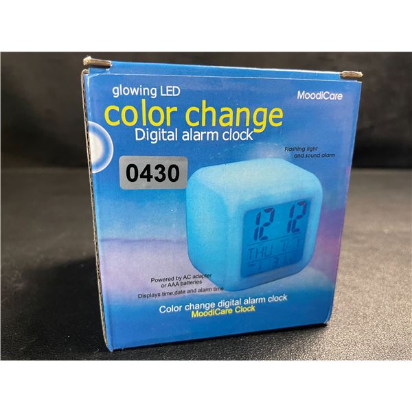 1 Glowing LED Color Changing Digital Alarm Clock - New