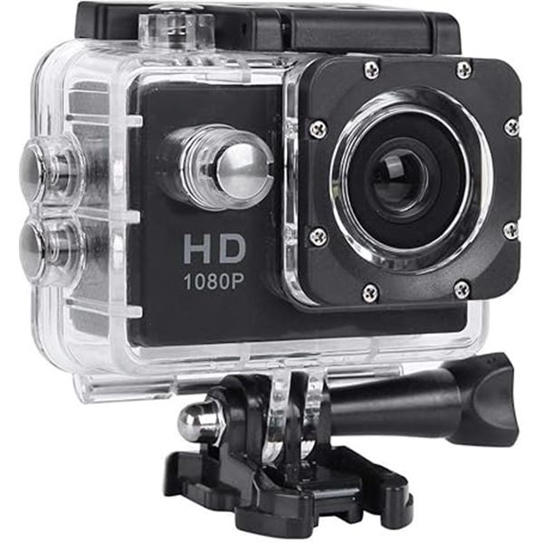 1 Action Cam/Sports Cam with 2" Screen; Full HD 1080p Display - Waterproof Sports Action Cam - New