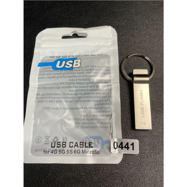 1 2TB Portable USB Flash Drive/Keychain USB Storage Drive - New