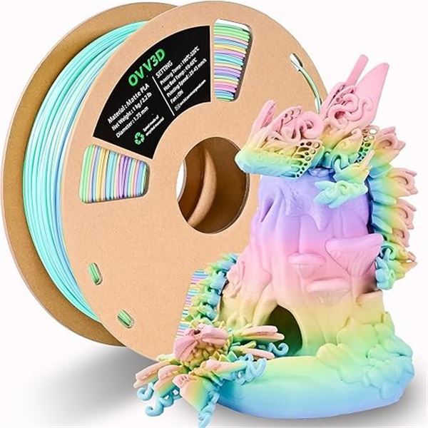 1 Roll of OVV3D Rainbow Colour PLA 3D Printer Filament - Brand New!