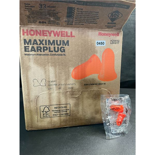 1 Box of Honeywell Maximum Foam Earplugs - 200 Pairs in Box - New