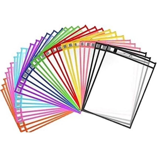 30PC Reusable Dry Erase Clear Pocket Sleeves (10" x 13") Great for Office, Teaching, etc. - New