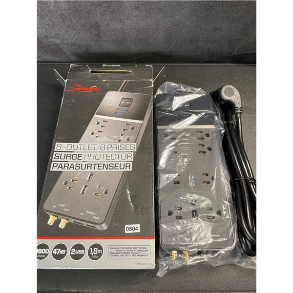 1 Rocketfish 8-Outlet Surge Protector; 3600 Joules; 2 USB Charge Ports; 6FT Cord - New