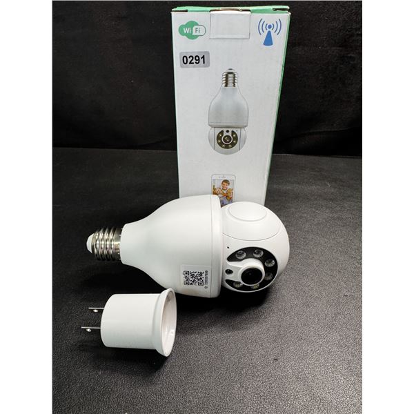1 Smart Wifi Light Bulb Security Camera with Additional 110v Adapter - New