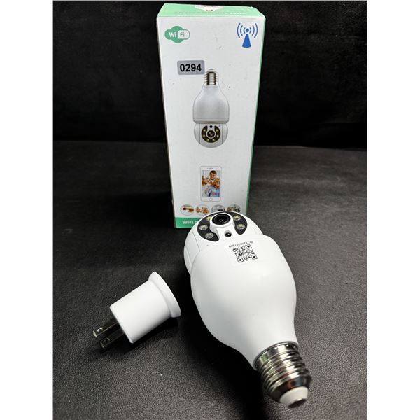 1 Smart Wifi Light Bulb Security Camera with Additional 110v Adapter - New
