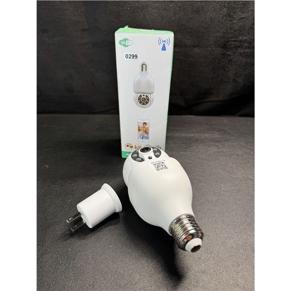 1 Smart Wifi Light Bulb Security Camera with Additional 110v Adapter - New
