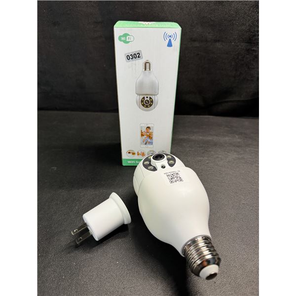 1 Smart Wifi Light Bulb Security Camera with Additional 110v Adapter - New