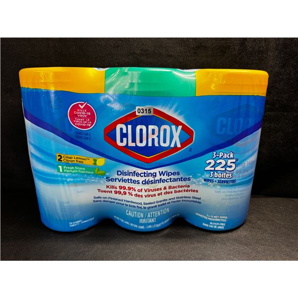 1 3-Pack of Clorox Disinfecting Wipes - 75 Wipes Per Bottle - 225 Wipes Total! - New